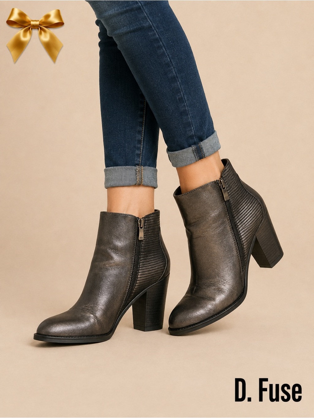 D. Fuse Gray Metallic Ankle Boots Size 230 Korean/US 6-6.5